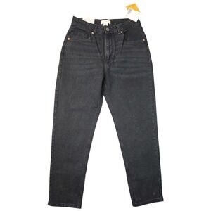 H&M Mom Jeans High Waist Ankle Length Stretch Denim Size 8 Black‎ NWT